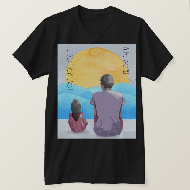 Aquarell Meerblick Blick auf Vater T-Shirt (Design vorne)