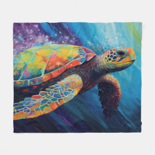 Aquarell Meeresschildkröte Fleecedecke