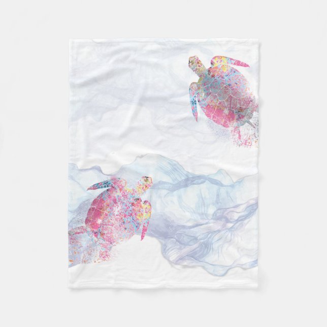 Aquarell-Meeresschildkröte Fleecedecke (Vorderseite)