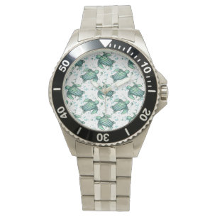Aquarell Meeresschildkröte grün blau Muster Tier Armbanduhr