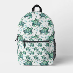 Aquarell Meeresschildkröte grün blau Muster Tier Bedruckter Rucksack