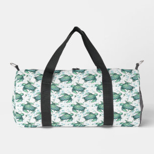 Aquarell Meeresschildkröte grün blau Muster Tier Duffle Bag
