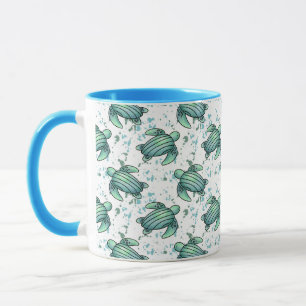 Aquarell Meeresschildkröte grün blau Muster Tier Tasse