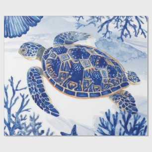 Aquarell Meeresschildkröte Ozean Blau Geschenkpapier