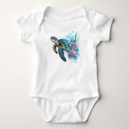 Aquarell Meeresschildkröte PNG Ozean Küsten Design Baby Strampler