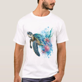 Aquarell Meeresschildkröte PNG Ozean Küsten Design T-Shirt