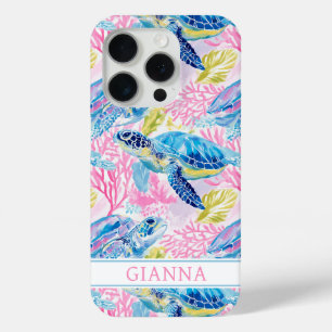 Aquarell-Meeresschildkröten-Monogramm Case-Mate iPhone Hülle