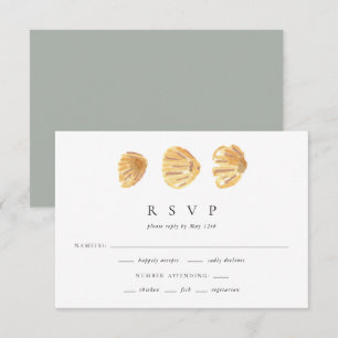 Aquarell-Meeresschnecke Elegante Minimal-Hochzeits RSVP Karte