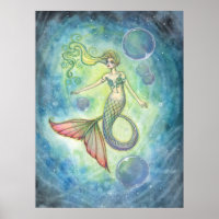 Aquarell-Meerjungfrau-Fantasy-Kunst von Molly Harr