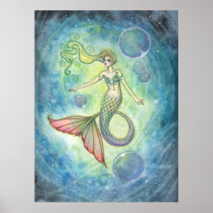Aquarell-Meerjungfrau-Fantasy-Kunst von Molly Harr Poster
