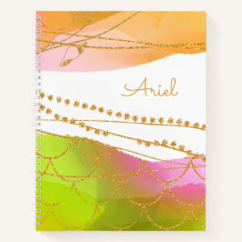 Aquarell Meerjungfrau Muster NAME Modern Beach Ihr Notizbuch