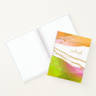 Aquarell Meerjungfrau Muster NAME Modern Beach Ihr Notizbuch