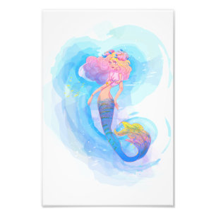 Aquarell-Meerjungfrau-Plakat Fotodruck