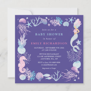 Aquarell-Meerjungfrau Unter Dem Meer Baby Shower Einladung