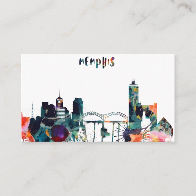 Aquarell-Memphis-Skyline Visitenkarte (Vorderseite)