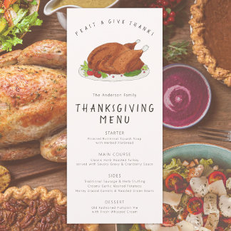 Aquarell-Menükarte für gerösteten Truthahn Menükarte