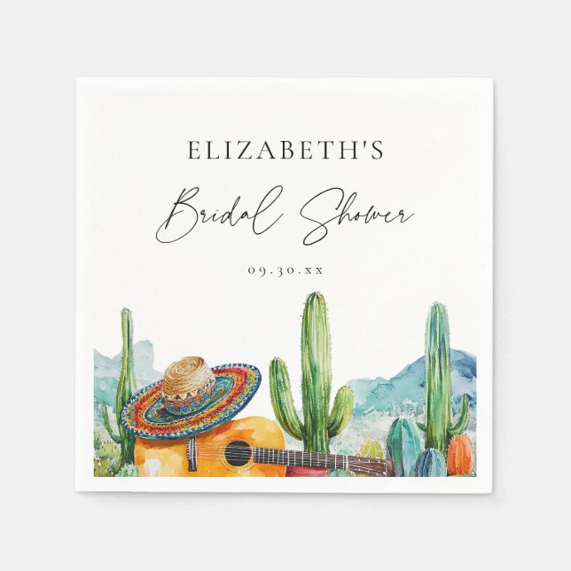 Aquarell Mexican Cactus Fiesta Brautparty Serviette (Vorderseite)