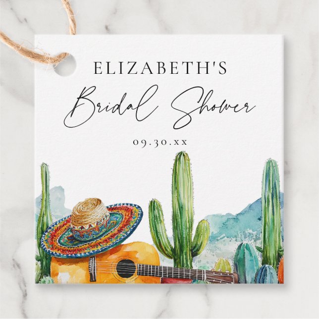 Aquarell Mexican Fiesta Cactus Brautparty Geschenkanhänger (Vorderseite)