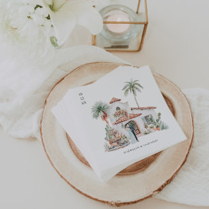 Aquarell Mexico Hacienda   Hochzeit Serviette