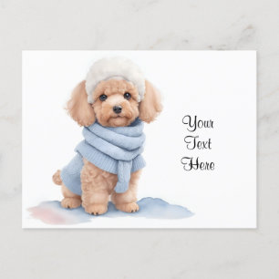 Aquarell-Miniatur-Aprikosen-Pudel-Welpe Hund Postkarte