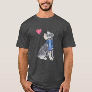 Aquarell Miniature Schnauzer Jungen Geschenk Famil T-Shirt