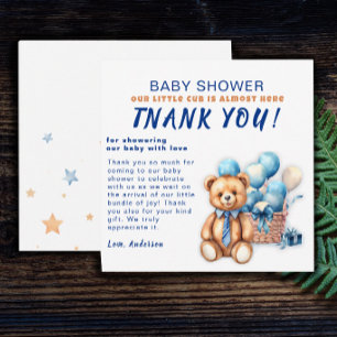 Aquarell minimalist Baby Shower Junge Dankeskarte