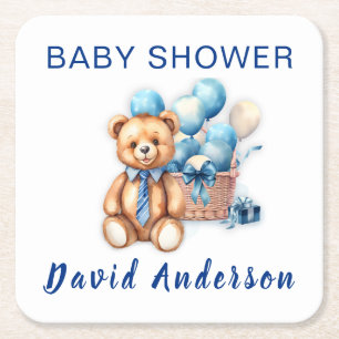 Aquarell minimalist Baby Shower Junge Rechteckiger Pappuntersetzer