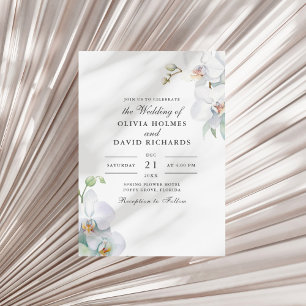 Aquarell-Minimalist-Weiße-Orchideen-Hochzeit Einladung