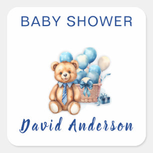 Aquarell minimalistische Babyparty Junge Quadratischer Aufkleber