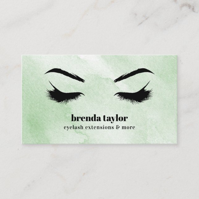Aquarell Minze grün Eyelash Browbar beruflich Visitenkarte (Vorderseite)