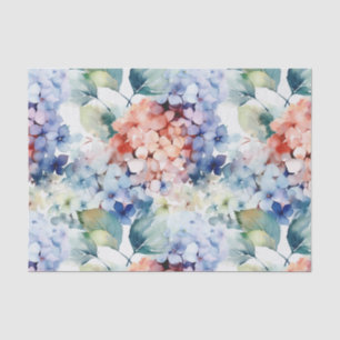 Aquarell-Mischfarben-Hortensienblüten Seidenpapier