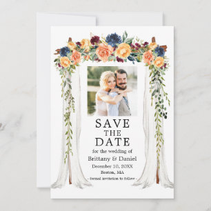 Aquarell-Mischflor-Hochzeits-Kanopy-Foto Save The Date