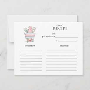 Aquarell-Mischschüssel mit Utensilien Rezeptkarte Einladung