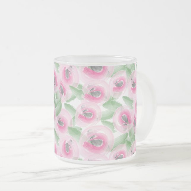 Aquarell mit Blumen Mattglastasse (VorderseiteRechts)