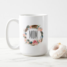 Aquarell mit Blumen mit dem Tag der Mutter der Kaffeetasse