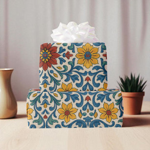 Aquarell Mittelmeer Blumen Modern Sommer Geschenkpapier