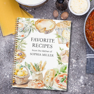 Aquarell Mittelmeer Essen Familienrezept Notizbuch