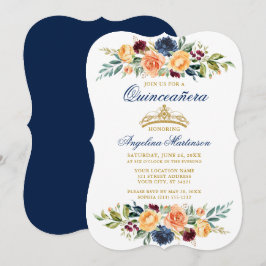 Aquarell Mixed Blumengrün Blau Quinceanera Einladung