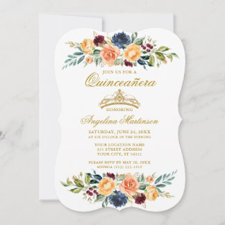 Aquarell Mixed Floral Greenerie Quinceanera Einladung