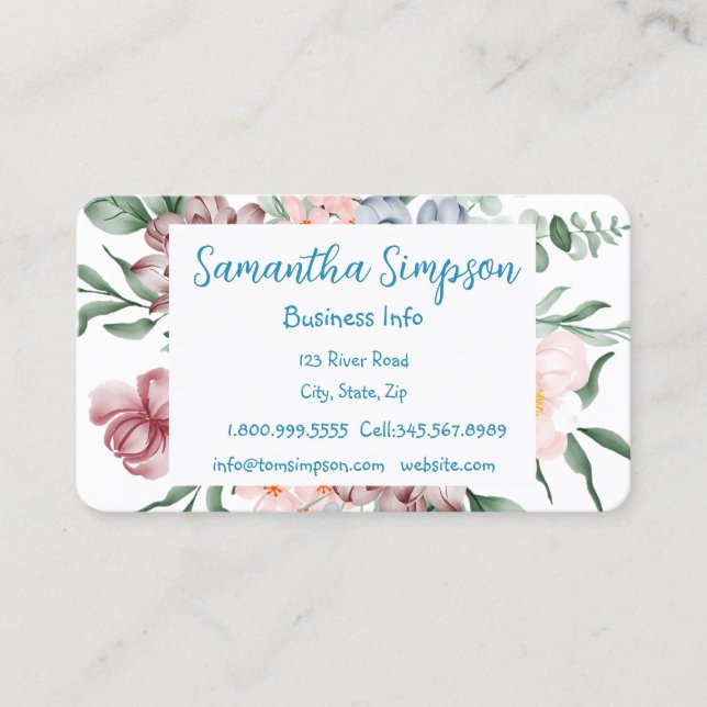 Aquarell Moderne berufliche Blume Visitenkarte (Vorderseite)