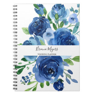 Aquarell Moderne florale Navy Blue Business Notizblock