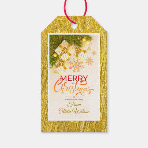 Aquarell Moderne Frohe Weihnachten, Gold & Burgund Geschenkanhänger