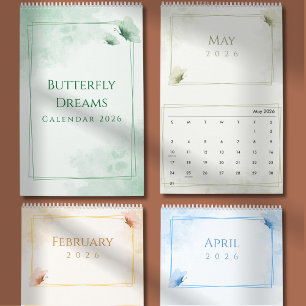 Aquarell Moderne Schmetterling-Ästhetik Kalender