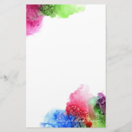 Aquarell Modernes Blaues Grün Personalisiert Briefpapier