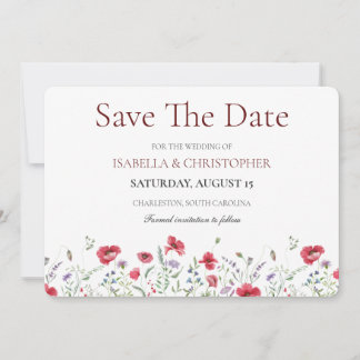 Aquarell Mohn & Lavendel Florale Hochzeits-Save Th Save The Date