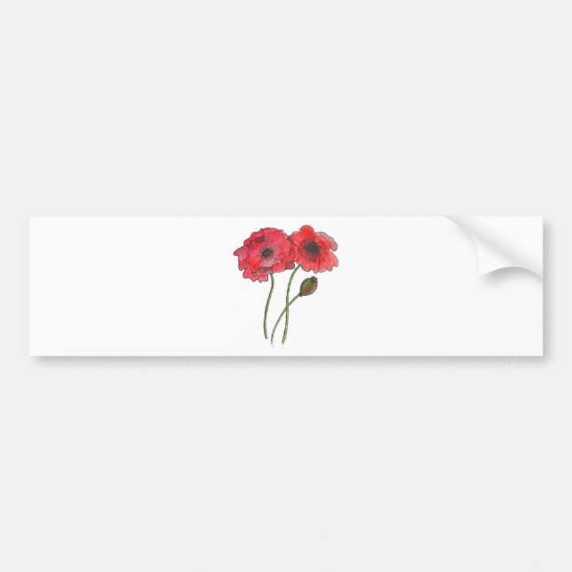 Aquarell-Mohnblume Autoaufkleber (Vorne)