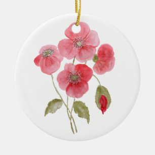 Aquarell-Mohnblume Keramik Ornament