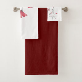Aquarell-Mohnblumen Badhandtuch Set