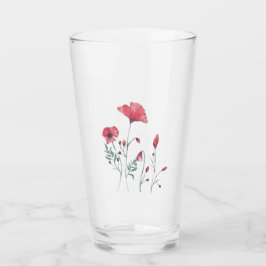Aquarell-Mohnblumen Glas