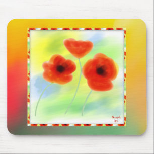 Aquarell-Mohnblumen Mousepad